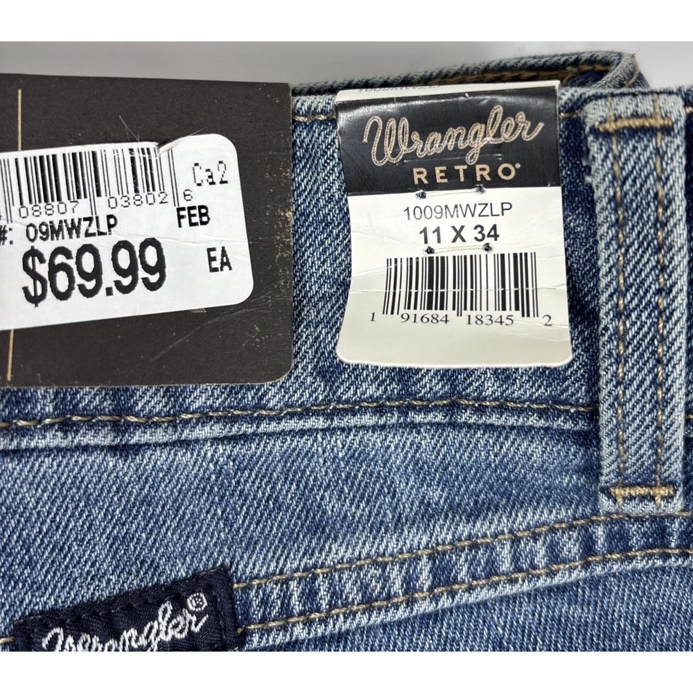Wrangler Womens 11x34 Retro Boot Cut Jeans Dark Wash Blue Stretch Rodeo Concert - Picture 13 of 15